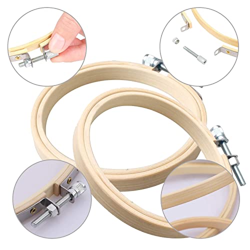 Cldamecy 3 Pieces Embroidery Hoops 4/5/6 inch,Round Bamboo Adjustable Frame Circle Ring Hoops for Embroidery,Cross Stitch,Ornament and Art Craft Sewing - style: 4/5/6 Inch