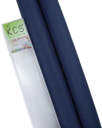 KCS 2 pc of 15" x 18"(38cmx45cm) 16 Count Cross Stitch Cotton Aida Cloth Needlework Fabric Box (Navy Blue, 16CT) - color: Navy Blue, size: 16CT