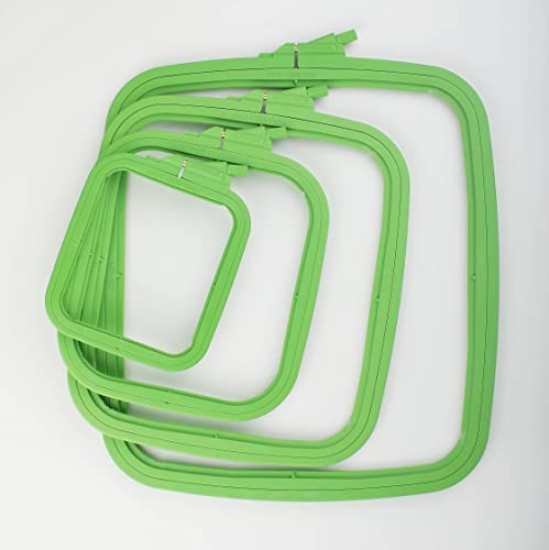 Nurge Square Embroidery Hoop - Plastic Cross Stitch Frame for Needlepoint & Embroidery - Adjustable Craft Hoop - Green - No:1 (X Small) - color: Green, size: No:1 (X Small)