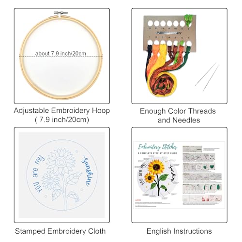 Louise Maelys You are My Sunshine Embroidery Kit for Beginners DIY - color: sunshine