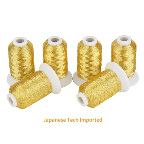 Simthread 6 Gold Metallic Embroidery Machine Thread 500M(550Y) for Embroidery and Decorative Sewing - color: 6 Gold