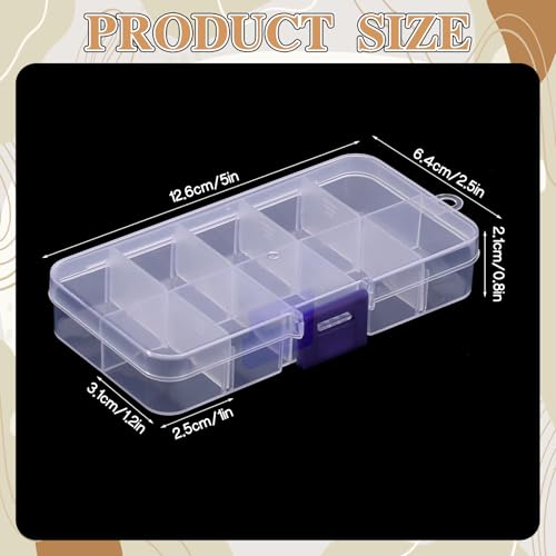 Plastic Jewelry Organizer Box Clear Storage Bead Case for Little Crafts/Arts 2 Pack Container with 10 Grids, Small