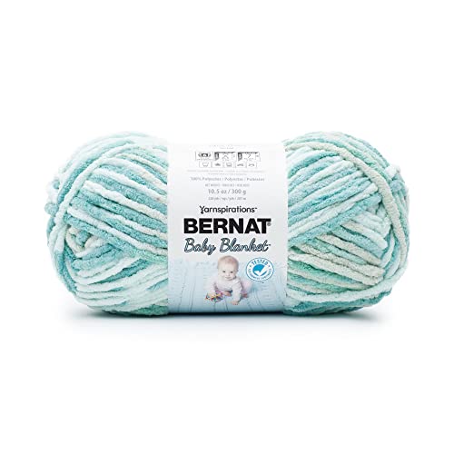 Bernat Baby Blanket 300g Baby Blue- Green Yarn - 1 Pack of 300g/10.5oz - Polyester - 11 Super Bulky - Knitting/Crochet - color: Baby Blue- Green, size: 1 Pack