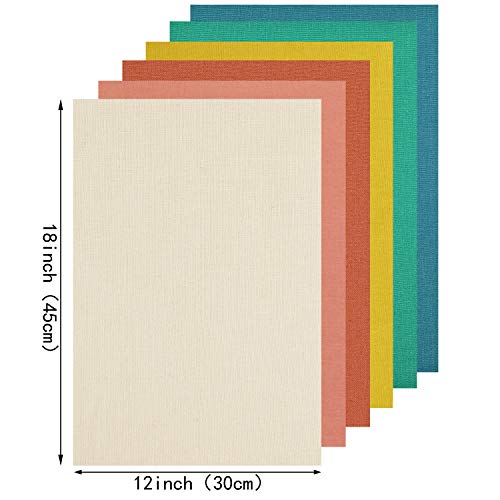 Embroidery Fabric-6 Pcs 6 Solid Colors Linen Needlework Fabric Cross Stitch Cloth for DIY Art Craft Handwork … - size: 12*18 inch