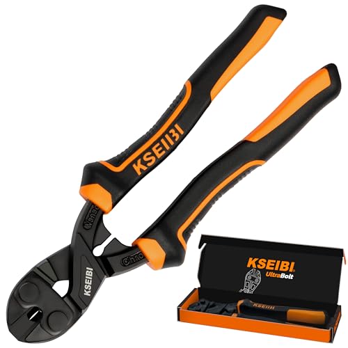KSEIBI 8-Inch Mini Bolt Cutters Heavy Duty - Compact Bolt Cutter with Anti-Slip Handle for Wire, Cables, Chains, Small Screws - Handy Tool Featuring High Leverage Design and CrMo Blades - 161615 - size: 8 Inch High Leverage Bolt Cutter