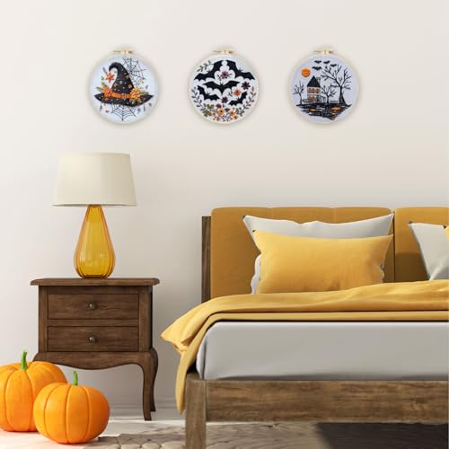 LB Black and White Halloween Embroidery Kit for Beginner Adults - color: Orange Black