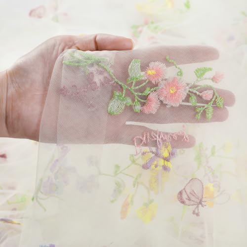 QueenDream Beige Apricot Floral Table Runner 10FT Spring with Embroidery Tulle Wildflower - color: Beige Apricot, size: 27"x120", 3 Pcs