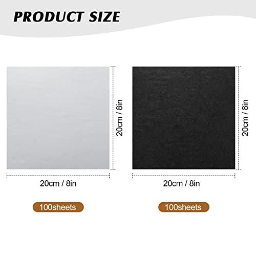200 Sheets Tear Away stabilizer for Embroidery Backing Precut Sheets Black White Fabric Stabilizer for Machine Embroidery Hand Sewing Hoops Quilting, Weight 2.1 oz(8 x 8 Inch)