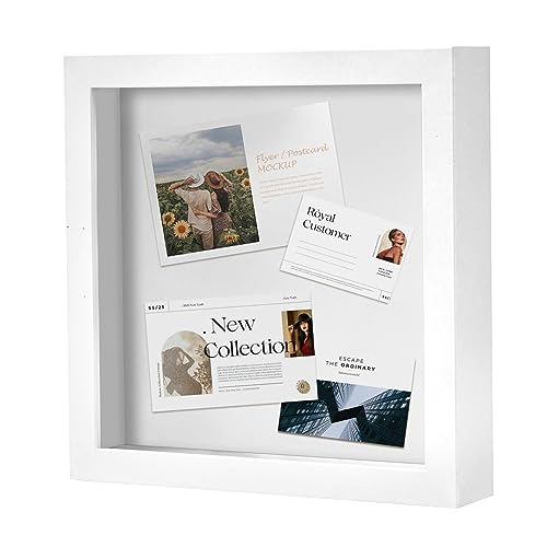 Muzilife 8x8 Small Shadow Box Wood Picture Frame with Stand, Glass, White - color: 1pcs 8x8-white