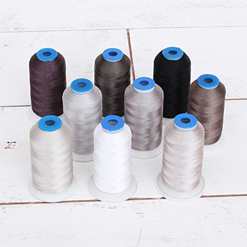 ThreadArt Polyester Embroidery Thread Set, 1000M, 9 Cone Grey Color Builder - color: GREY COLOR BUILDER