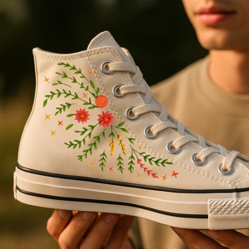 ORIGACH 4 Sheets Plant Themed Water Soluble Embroidery Patterns Stabilizers - Pre-Printed Flower Wreath & Bush Patterns Designs - Stick & Stitch Embroidery Paper for Hand Sewing Lovers - color: Flower Wreath & Bush