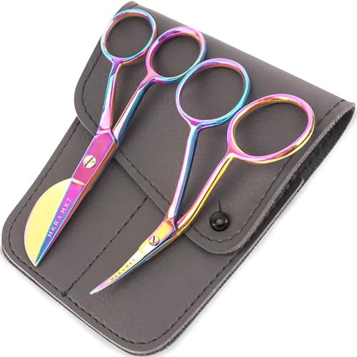 Applique Embroidery Scissors Set - Duckbill & Needlepoint, 4.5", Rainbow - color: Rainbow