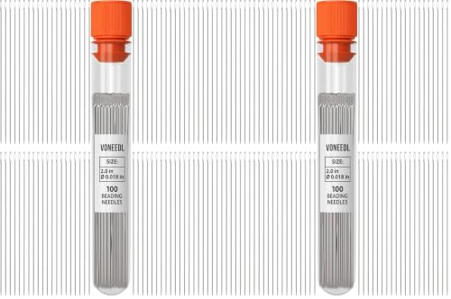 VONEEDL Premium Size 10 Beading Needles Pack - 100 pcs, 0.45 mm Diameter, 2-Inch Length, Includes Convenient Storage Tube (Pack of 2) - size: Size 10 (Pack of 2)