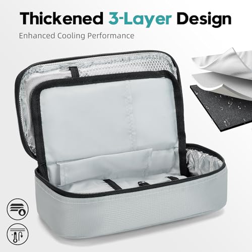 ALLCAMP Insulin Travel Cooler Case, Large Capacity, 4 Ice Packs, Light Gray - color: Light Gray