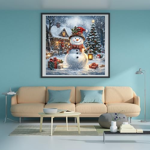 Moohue 14ct Counted Cross Stitch Kits for Adults Winter Snowman House Trees Printed Stamped Cross Stitch Patterns Kits Cross Stitch Supplies (Winter Snowman House Trees) - color: Winter Snowman House Trees