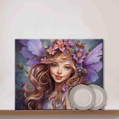 Purple Angel DIY Painting by Number for Beginner Delicate Dolls with Wreath Paint by Numbers on Canvas Easy to Paint Artwork with Brushes and Paints for Home Decor 16x20inch (DIY Frame) - color: Angel-07, size: 16''Wx20''H(DIY Frame)