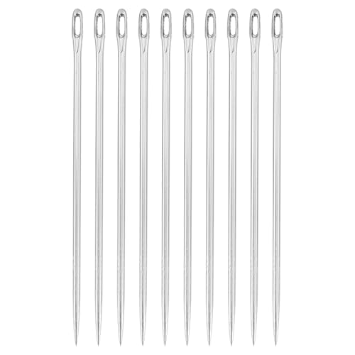 uxcell 50 Pcs Large Eye Sewing Needles, 1.85 Inch 1mm High Carbon Iron Embroidery Thread Needle Sewing Big Eye Needle Knitting Needles for Hand Sewing Art Crafts, Silver - size: 47mm, 1mm