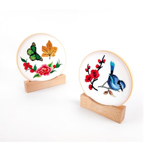 Embroidery Hoop Stand Base 3Pack Embroidery Stand 2 Tier Groove Design Embroidery Display Stand Base ，Embroidery Hoop Display Cross Stitch Kits (Suitable 4-6.7IN Frame) - size: Suitable 4-6.7IN Frame