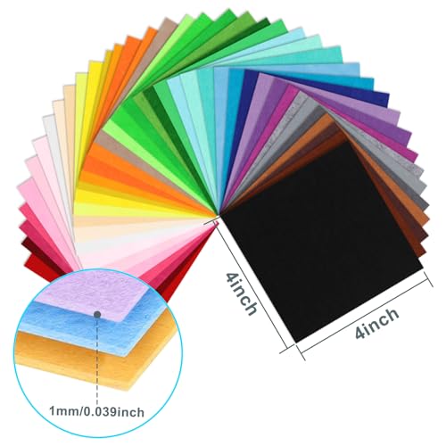 Phinus Felt, 78PCS Felt Sheets, Colourful of Felt Fabric Can Be Used for DIY, Sewing, Patchwork, Decoration (4" x 4")