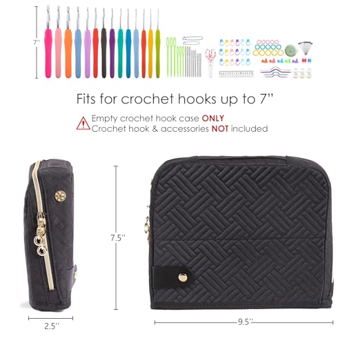 MYBAGZING Empty Crochet Hook Case, Stand-Up Crochet Hook Organizer - color: Black, size: Case (Empty)