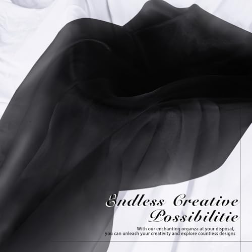 Manyshofu Black Organza Fabric by The Yard, 60 Wide (2 Yard) - color: Black, size: 2 Yard