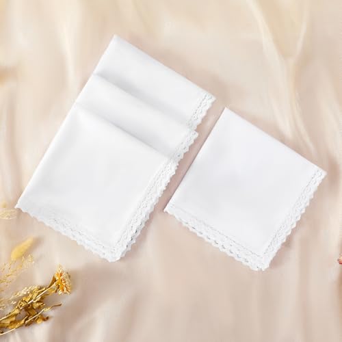 White Lace Handkerchiefs for Women Soft Cotton Women’s Handkerchief - color: White Lace - 6pcs