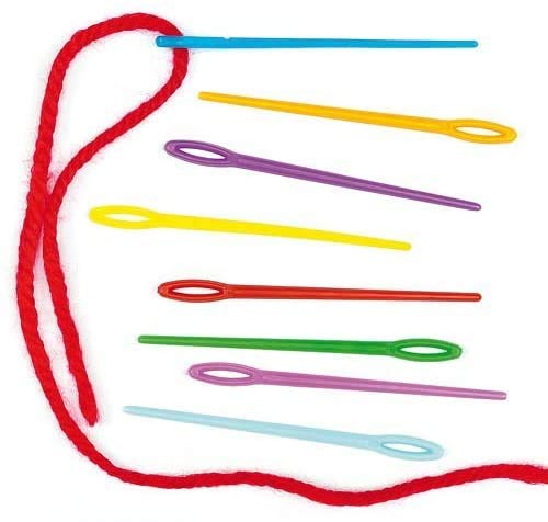 100 Pieces Colorful Plastic Sewing Needles, 7CM Length, Large Eye 2mm x 15 mm, Blunt Needles, Learning Needles, Plastic Yarn Needles, Safety Lacing Needles,Darning Needles - size: 7cm