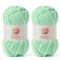 Chenille Yarn for Crocheting Size 5 Bulky Yarn 2 Pack Mint Green - color: 2 Mint Green
