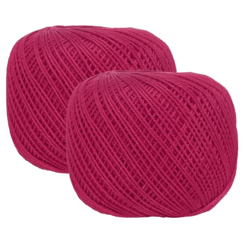 MECCANIXITY Crochet Thread Pearl Cotton Size 3 Dark Red 2 Rolls - color: Dark Red