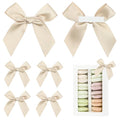 Pre-Tied Self Adhesive Champagne Satin Ribbon Bows for Crafts 3" - color: Champagne