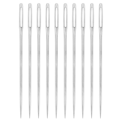 uxcell 60 Pcs Large Eye Sewing Needles, 2.05 Inch 1.25mm High Carbon Iron Embroidery Thread Needle Sewing Big Eye Needle Knitting Needles for Hand Sewing Art Crafts, Silver - size: 52mm, 1.25mm