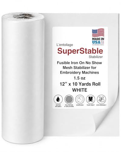 Superpunch Fusible Iron On No Show Mesh Stabilizer, White, 12 in x 10 yd - size: 12" x 10 yards roll