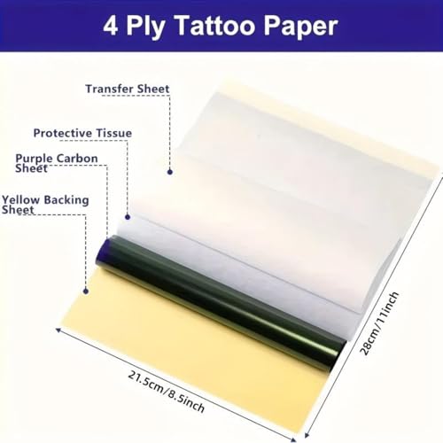 Tattoo Transfer Paper, Lyuxzad 50 Sheets Stencil Transfer Paper for Tattooing, A4 Size for Tattoo Transfer Kit Tattoo Supplies