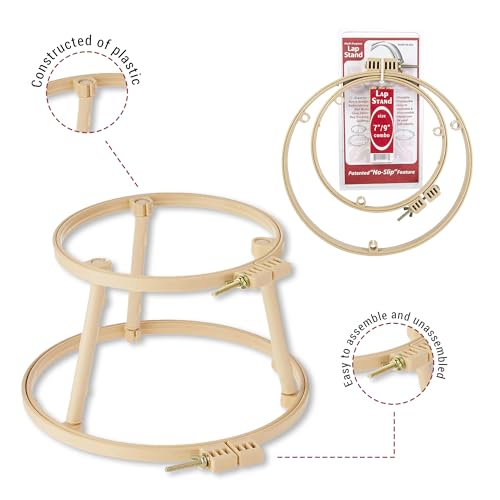 Morgan Embroidery Hoop Lap Stand | 7" & 9" No-Slip Portable Embroidery Hoop Holder | Lightweight Circle Design for Sewing Crafters, Punch Needle, Cross Stitch, Needlepoint, Arts & Craft | Made in USA - size: 7-9 Inches