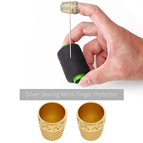 ECSiNG 6PCS Sewing Thimble Finger Protector Metal Finger Shield Fingertip Thimble Sewing Quilting Craft DIY Sewing Tool for Hand Sewing Needlework Embroidery Gold