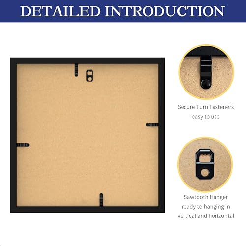 An&He 10x10 Picture Frames Set of 9, Displays 6x6 with Mat or 10x10 Without Mat Photos, Square Collage Wall Decor for Gallery, Wall Decor, Black - color: Black-9, size: 10x10