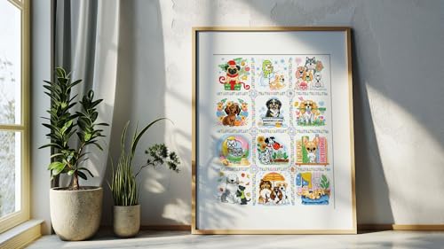 RIOLIS 2245 Dog Calendar Counted Cross Stitch Kit 11.75 x 15.75 in