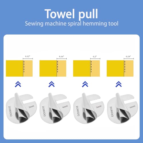 4PCS Universal Sewing Rolled Hemmer Foot for Sewing Machine - size: 3/4/5/6mm Rolling Hem