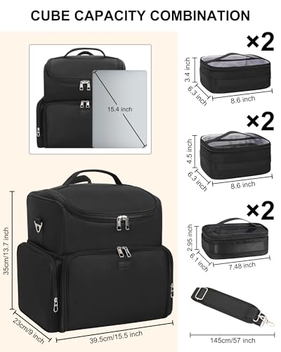Relavel Tattoo Travel Case with 6 Removable Pouches for Tattoo Artist,Black - color: Black With 2 Bags, size: Medium