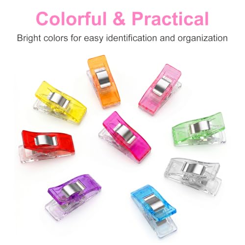 100 Pcs Multipurpose Sewing Clips Premium Quilting Fabric Clips for Hemming Supplies Embroidery Sewing Accessories Crafting Tools - color: Multicolor