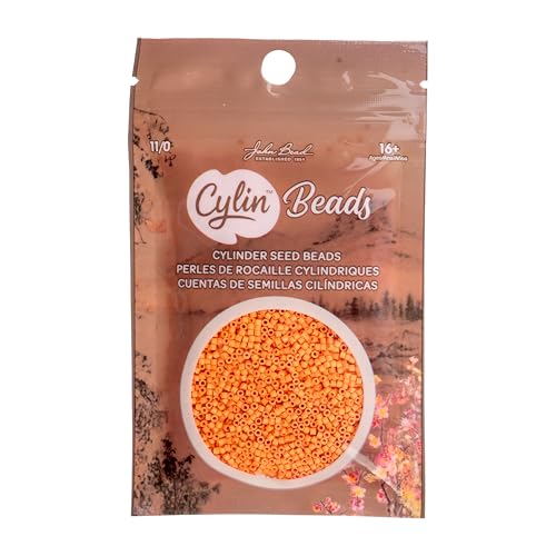 John Bead 25g Cylin Beads Opaque Mandarin Silk Matte 11/0 Glass Cylindrical Seed Beads for Jewelry Bracelets Necklaces Earrings Making Embroidery - color: Opaque Mandarin Silk Matte