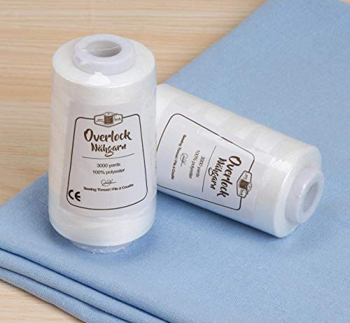 ilauke 4 x 3000 Yards Serger Thread, White 40S/2 Thread - color: White