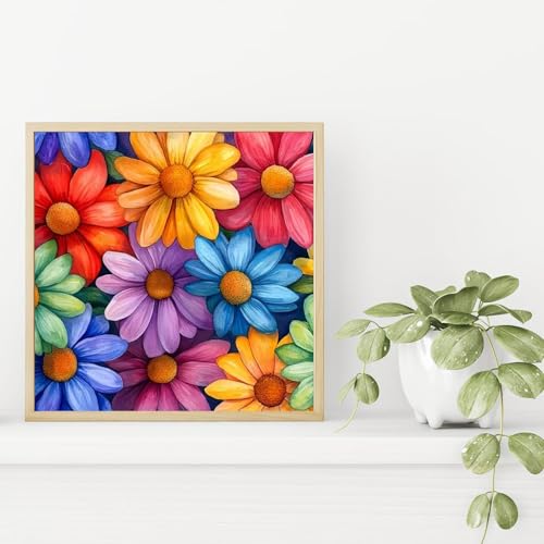 niurenmaoyi Stamped Cross Stitch Kits for Beginners,Counted Embroidery Craft Kits for Adults,Needlepoint Kits for Adults,Flowers Wall Art 13.8X13.8In - color: Cross Stitch Kits0421-01