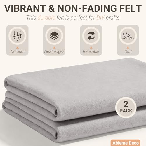 Felt Fabric Sheets 18" x 18" (2 Pack) 1.6mm Soft Craft Felt, Light Grey - color: Light Grey