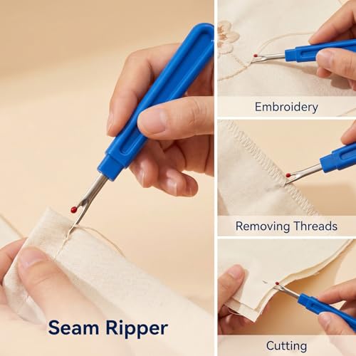 Gjinxi Seam Rippers Sewing Set Stitch Remover Tools 2 Big 2 Small Thread Ripper with Automatic Needle Threader Trimming Scissor for Fabric Quilting Dressmaking DIY Craft Needle Work Sewing Clothes