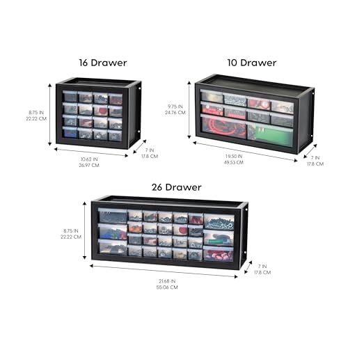 IRIS USA 16-Drawer Small Drawer Organizer, Garage Desk Storage, Black - color: Black, size: 16 Drawer