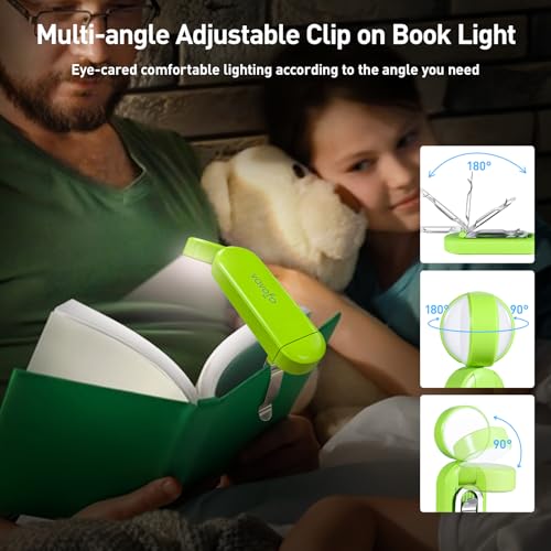 VAVOFO USB Rechargeable Book Light, Bookmark Clip on LED Reading Light - color: Neon Green
