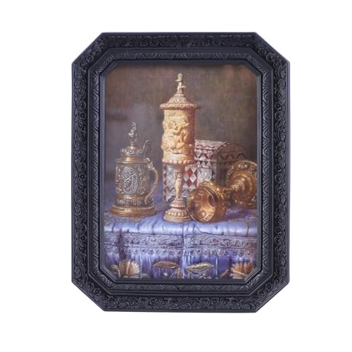 Vintage Picture Frames 5x7 Octagon Black Antique Ornate Picture Frames for Tabletop and Wall Mount with Glass Front Retro Home Decor Old Fashioned Victorian Photo Gallery Wall Decor - color: Black, size: 5x7