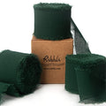 Ribbli Forest Green Chiffon Silk Ribbon, 1.5 Inch x 30 Yard - Handmade, Fringe, Wedding Invitations, Gift Wrapping, Bridal Bouquets, Flower Arrangement - color: Forest Green