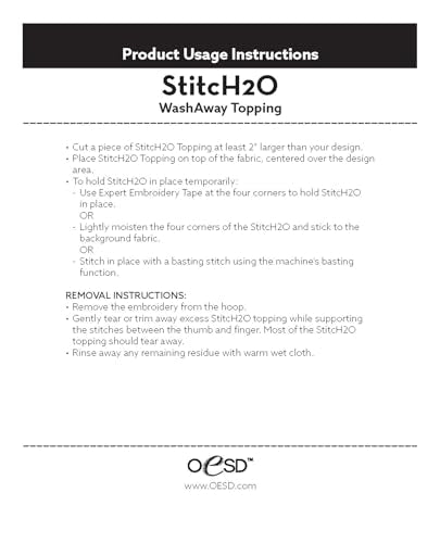 OESD StitcH2O Wash Away Water Soluble Embroidery Topper 8" x 10 Yd Roll
